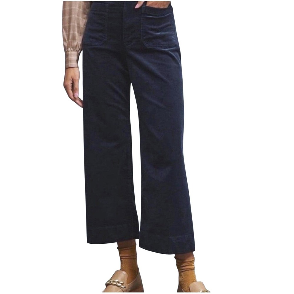 Maeve Anthropologie The Colette Corduroy Pants Navy Blue Wide Leg Crop 29